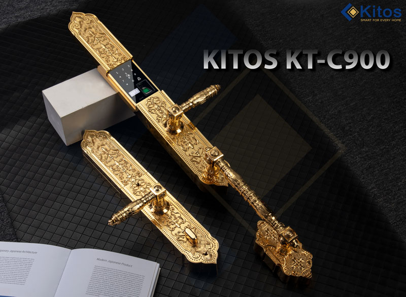 Khoá cửa thông minh Kitos C900 Tân Cổ Điển Mạ Vàng 24k Khoá cửa thông minh Kitos C900 Tân Cổ Điển Mạ Vàng 24k