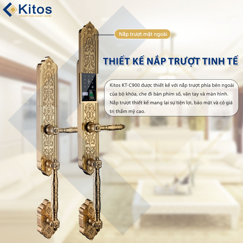 Khoá cửa thông minh Kitos C900 Tân Cổ Điển Mạ Vàng 24k Khoá cửa thông minh Kitos C900 Tân Cổ Điển Mạ Vàng 24k