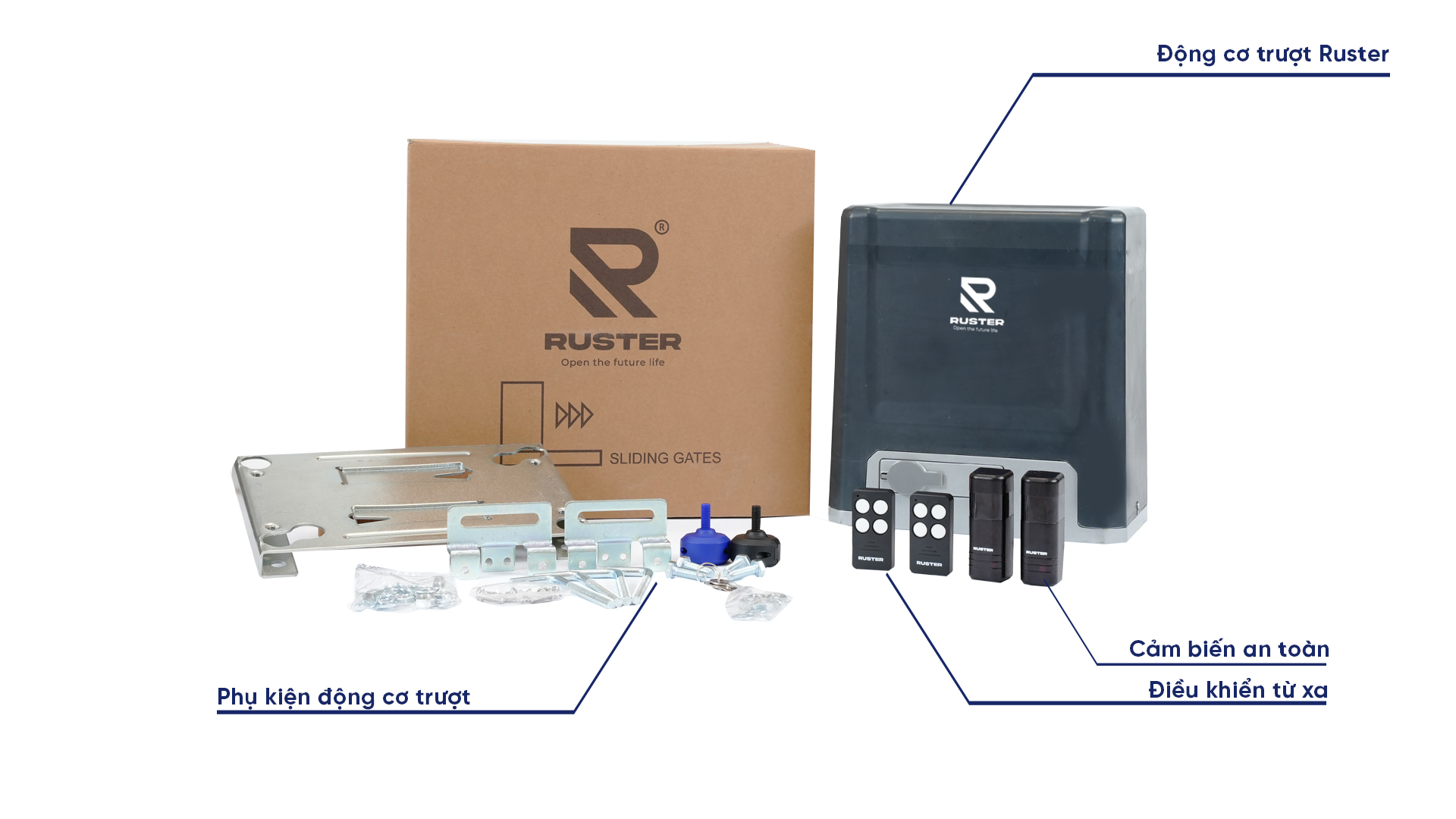 Motor cổng trượt tự động Ruster - 800kg/cánh Motor cổng trượt tự động Ruster - 800kg/cánh