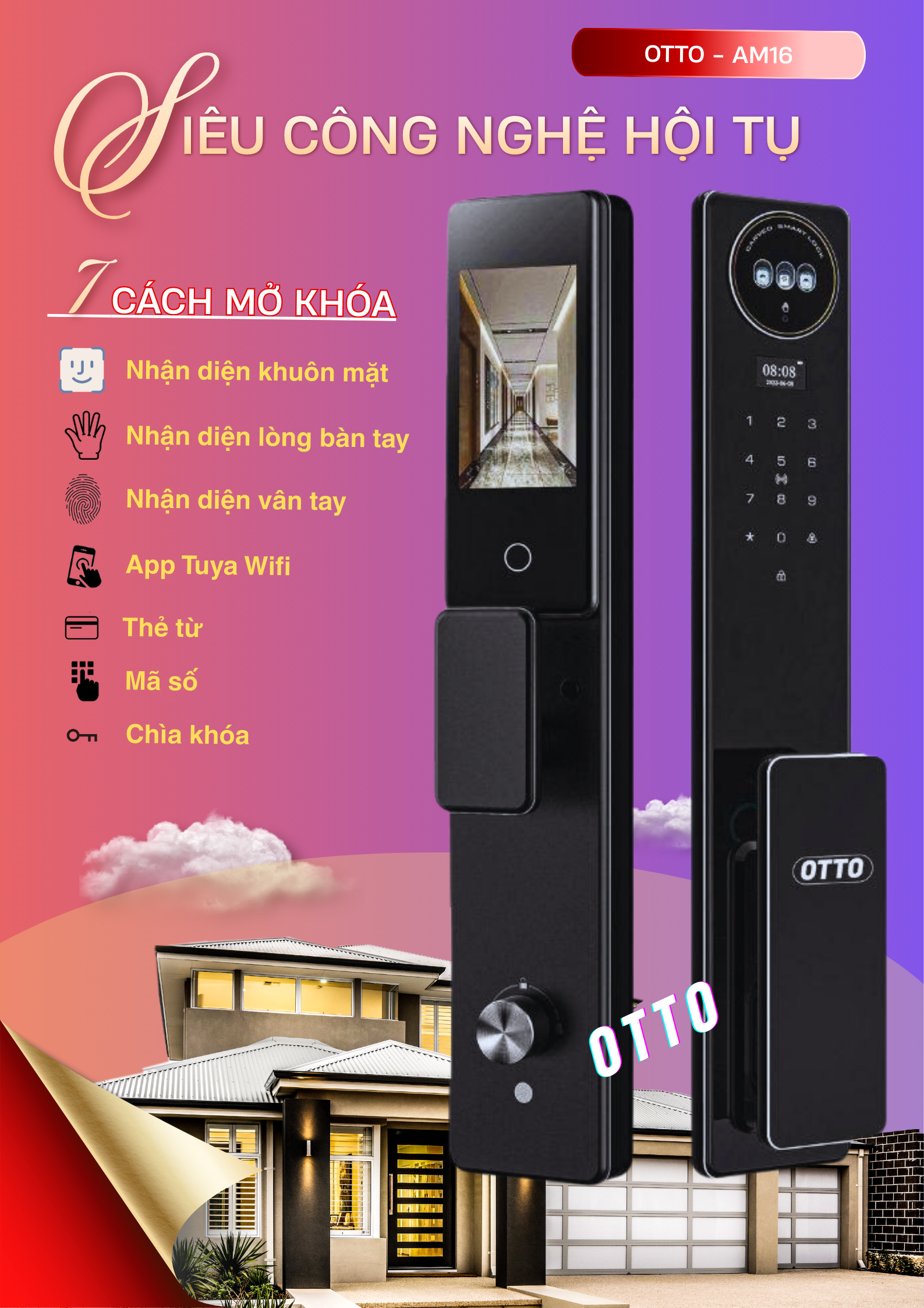 Khoá cửa thông minh Otto OT-AM16 FACE ID Khoá cửa thông minh Otto OT-AM16 FACE ID